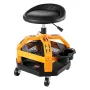 Rolling Shop Stool, Heavy-Duty Pneumatic Garage Seat with 300 lbs Capacity, Adjustable Height Roller Creeper Seat, 360° Swivel P