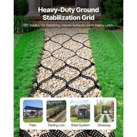 VEVOR Gravel Grid, 2 Inch Depth, 32.81 x 9.84 FT / 10000 x 3000 mm, 1880 LBS Per Sq ft Grass Ground Retainer, Permeable Geo Grid