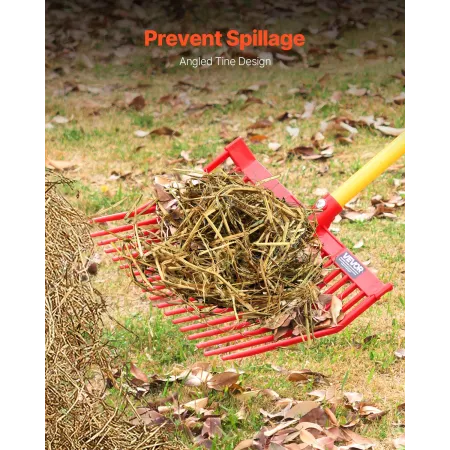 VEVOR 6 STK Gødningsgaffeludskiftningshoved, 18 vinklede tænder Hestegødningsgaffelhoved, holdbare plasthøjgaffelhoveder,