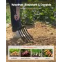 Garden Fork, 5-Tine Gardening Pitchfork with Metal Handle, 41 in Heavy Duty Digging Fork with Y Grip, Forged Steel Spading Fork 