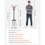 VEVOR Garden Fork, 5-Tine Gardening Pitchfork with Metal Handle, 41 in Heavy Duty Digging Fork with Y Grip, Forged Steel Spading