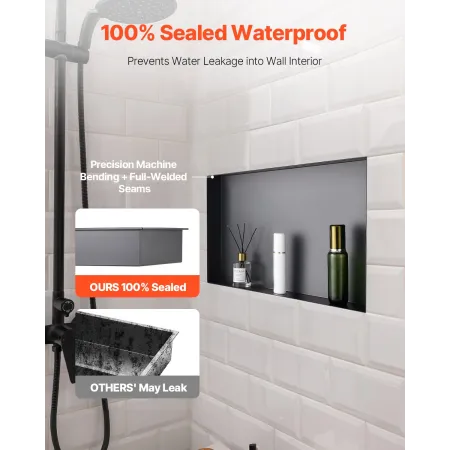 Shower Niche, 33.0 x 63.5 x 10.2 cm Frameless Recessed Wall Niche, Heavy-duty Stainless Steel Modern Shampoo Storage Organizer, 