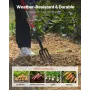 VEVOR Garden Fork, 4-Tine Gardening Pitchfork with Fiberglass Handle, 45 in Heavy Duty Digging Fork with Y Grip, Forged Steel Sp
