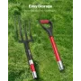 Garden Fork, 4-Tine Gardening Pitchfork with Fiberglass Handle, 45 in Heavy Duty Digging Fork with Y Grip, Forged Steel Spading 