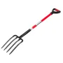 Garden Fork, 4-Tine Gardening Pitchfork with Fiberglass Handle, 45 in Heavy Duty Digging Fork with Y Grip, Forged Steel Spading 