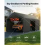 Carport, 12 x 20 FT Outdoor Car Canopy, Potable Carport with Removable Sidewalls & Door, Heavy Duty Car Shelter, UV-Resistant & 
