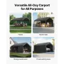 Carport, 12 x 20 FT Outdoor Car Canopy, Potable Carport with Removable Sidewalls & Door, Heavy Duty Car Shelter, UV-Resistant & 