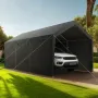 Carport, 12 x 20 FT Outdoor Car Canopy, Potable Carport with Removable Sidewalls & Door, Heavy Duty Car Shelter, UV-Resistant & 