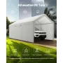 Carport, 12 x 20 FT Outdoor Car Canopy, Potable Carport with Removable Sidewalls & Door, Heavy Duty Car Shelter, UV-Resistant & 