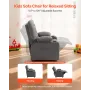 VEVOR Kids Reclining Chair, Toddler Recliner with Cup Holders and Pockets, 107° to 126° Adjustable Backrest, Breathable Polyeste