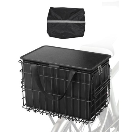 Rear Bike Basket Folding Bicycle Basket Cargo Net Liner Waterproof Cover