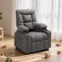 Kids Reclining Chair, Toddler Recliner with Cup Holders and Pockets, 107° to 126° Adjustable Backrest, Breathable Polyester Fabr