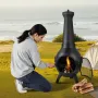 VEVOR Chiminea, 18 tommer udendørs brændeovn, sfærisk pejs til grill og opvarmning, udvendig træbål med grill