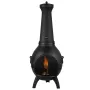Chiminea, 18 Inch Outdoor Wood Burning Firepit, Spherical Fireplace for BBQ & Warming, Outside Wooden Fire Pit with Grill Mesh, 