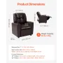 Kids Reclining Chair, Toddler Recliner with Cup Holder, 101° to 121° Adjustable Backrest, Easy-to-Clean PU Leather Recliner Couc