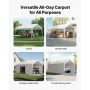 VEVOR Carport, 10 x 20 FT Outdoor Car Canopy, Potable Carport with Removable Sidewalls & Door, Heavy Duty Car Shelter, UV-Resist