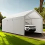 Carport, 10 x 20 FT Outdoor Car Canopy, Potable Carport with Removable Sidewalls & Door, Heavy Duty Car Shelter, UV-Resistant & 