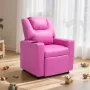 Kids Reclining Chair, Toddler Recliner with Cup Holder, 101° to 121° Adjustable Backrest, Easy-to-Clean PU Leather Recliner Couc