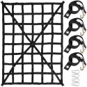 Bed Cargo Net - Cross Strap Reinforced Truck Cargo Net with D-Rings Hook