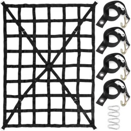 Bed Cargo Net - Cross Strap Reinforced Truck Cargo Net with D-Rings Hook