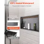 VEVOR bruseniche, 33,0 x 63,5 x 10,2 cm Forsænket vægniche med LED-strimmel, kraftig rustfrit stål Moderne shampooopbevaring