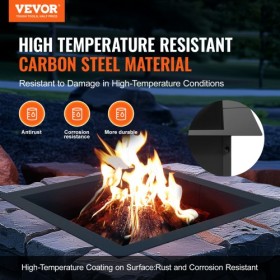 Bålring firkantet 42x42 tommer ydre stålforing Gør-det-selv bålring