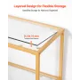 VEVOR 3-Tier Glass Console Table, Modern Rectangle Sofa Side Table with Tempered Glass Top and Iron Legs, Golden Consloe Desk wi