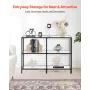 VEVOR 3-Tier Glass Console Table, Modern Rectangle Sofa Side Table with Tempered Glass Top and Iron Legs, Golden Consloe Desk wi