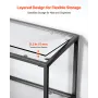 3-Tier Glass Console Table, Modern Rectangle Sofa Side Table with Tempered Glass Top and Iron Legs, Golden Consloe Desk with Ant