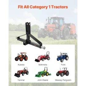 VEVOR 3 Point Trailer Hitch with 2 in Receiver, 3pt Quick Hitch Attachment for Category 1 Tractor, 3000lbs Capacity, Tow Drawbar
