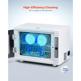 VEVOR Nail Tool Cleaning Machine, 12L Large Capacity, Tool Cabinet Cleaner Box with Timer Setting, Tempered Glass Door, 185nm Wa