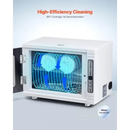 VEVOR Nail Tool Cleaning Machine, 12L Large Capacity, Tool Cabinet Cleaner Box with Timer Setting, Tempered Glass Door, 185nm Wa