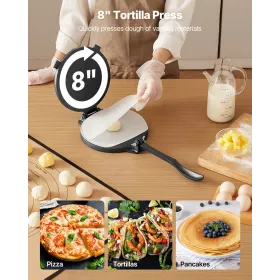 VEVOR Tortilla Press, 8 tommer støbejerns Tortilla og Roti Maker, Heavy Duty Tortilladora Press, Pataconera Makers med håndtag
