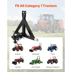 VEVOR 3 Point Trailer Hitch 2 in Receiver, 3pt Quick Hitch Attachment with 3 Trailer Balls, Tractor Tow Drawbar Adapter, Compati