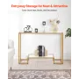 VEVOR 2-Tier Glass Console Table, Modern Rectangle Sofa Side Table with Tempered Glass Top and Iron Legs, Golden Consloe Desk wi