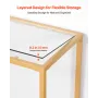 2-Tier Glass Console Table, Modern Rectangle Sofa Side Table with Tempered Glass Top and Iron Legs, Golden Consloe Desk with Ant