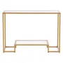 VEVOR 2-Tier Glass Console Table, Modern Rectangle Sofa Side Table with Tempered Glass Top and Iron Legs, Golden Consloe Desk wi