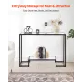 2-Tier Glass Console Table, Modern Rectangle Sofa Side Table with Tempered Glass Top and Iron Legs, Golden Consloe Desk with Ant