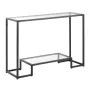 VEVOR 2-Tier Glass Console Table, Modern Rectangle Sofa Side Table with Tempered Glass Top and Iron Legs, Golden Consloe Desk wi