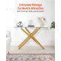 VEVOR Glass Coffee Table, Modern Rectangle Sofa Side Table with Tempered Glass Top & Iron Cross-Legs, Golden Geometric Consloe D