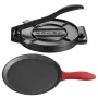 Tortilla Press, 10 Inch Cast Iron Tortilla and Roti Maker, Heavy Duty Tortilladora Press, Pataconera Makers with Handle and 100 