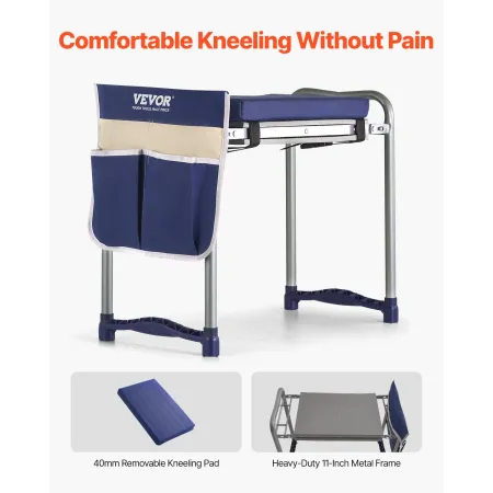 Haveknæler og sæde, 11 i bred, tyk knælepude, kraftig