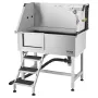 96.5 cm Stainless Steel Dog Washing Station, Pet Grooming Tub with Hot & Cold Faucet, Showerhead, Home Wash Sink, Fits Small and
