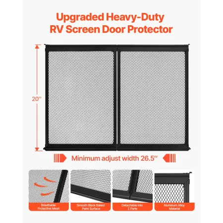 VEVOR RV Screen Door Protector, 673.1 x 508 mm Door Grille, Easy to Install and Disassemble, Reinforced Breathable Protective Me