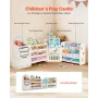Kids Toy Storage with Bookshelf, 4-Tier Large Toy Storage Organizer with 10 Plastic Movable Bins, Kids Cubby Cabinet with Booksh