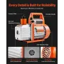 Vacuum Pump, 100 L/min, HVAC Single Stage Rotary Vane AC Vacuum Pump, for R134a R22 R410a Systems, with Oil Bottle, 4 Pole Motor