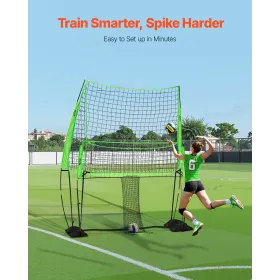 Volleyball Training Net System, Freely Height-Adjustable Practice Equipment with Ball Return, 8x11ft Portable Net Station, Easy 