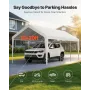 Carport, 10 x 20 FT Outdoor Car Canopy, Potable Carport, Heavy Duty Galvanized Car Shelter, UV-Resistant & Water-Resistant, All-