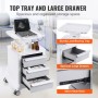 4 Tiers Lab Carts Mobile Medical Cart with 3 Drawers & 1 Top Tray White
