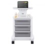4 Tiers Lab Carts Mobile Medical Cart with 3 Drawers & 1 Top Tray White